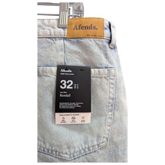 Afends Kendall Hemp Denim Low Rise Relaxed Fit Washed Jean Vintage Blue sz32 NWT - Picture 4 of 7